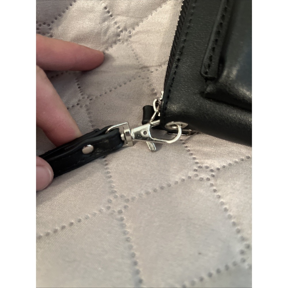 Women's Leather Wallet CXL black Handbag with Chain - Picture 7 of 8